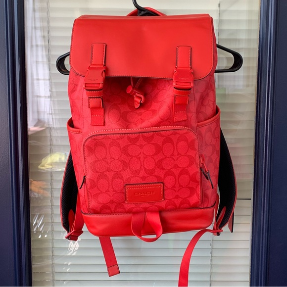 Coach Track Backpack in Signature Canvas Miami Red - Picture 4 of 10